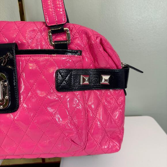 Original by Sharif 1827 Satchel Shoulder Bag Pink Barbiecore Quilted Elegant - Picture 2 of 15